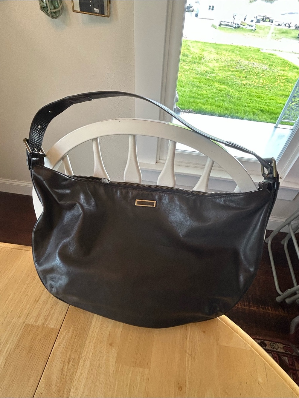 Spiga Soft Leather Hobo Bag — Dark Brown/Black